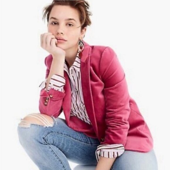 J.Crew PINK Rose Schoolboy Velvet Blazer Jacket XXL XL PLUS 18 - Picture 3 of 4